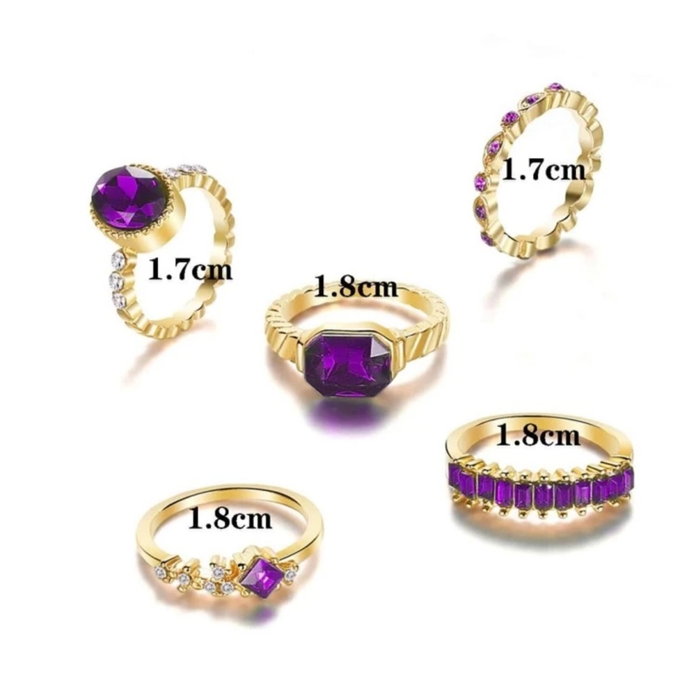 5pcs/set Rhinestone Decor Ring - Picture 3 of 3